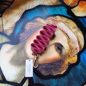 NWT Stocking Stuffer! Kate Spade Ribbon Candy Striped Novelty Key Ring